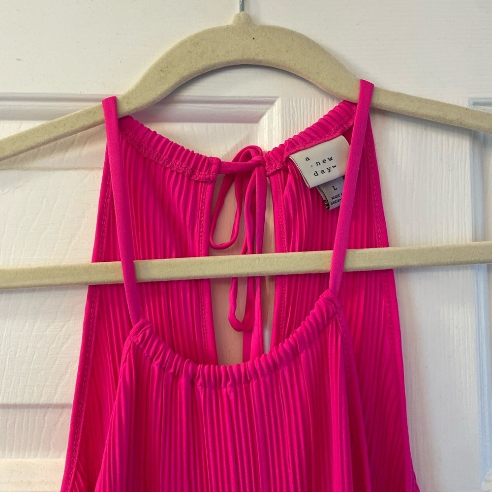 A New Day Fuchsia Pleated Halter Top